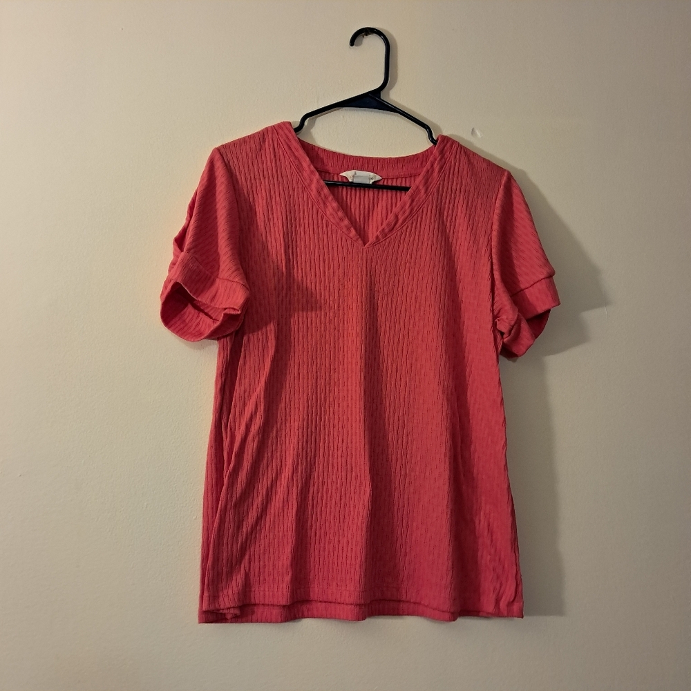 Women's Pink V-Neck Top